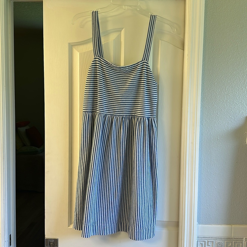 Light blue and white cotton stripe dress